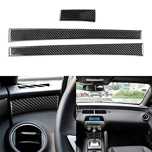 NVCNX Real Premium Carbon Fiber Compatible with ChevyChevrolet Camaro 20102015 2011 2012 2013 2014 Dashboard Driver CoPilot Side Panel Cover Strip Car Interior Dash Trim Accessories 3PCS Black - Image 1