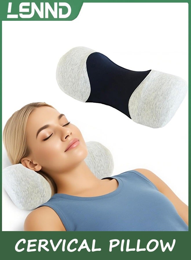 LENND Small Neck Roll Pillow,Say Goodbye to Neck Pain, Cervical Memory Foam Pillow for Tension Muscle Relief, Contour Support, Shoulder Pain Relaxer with Breathable Pillowcase, Odorless - Image 1