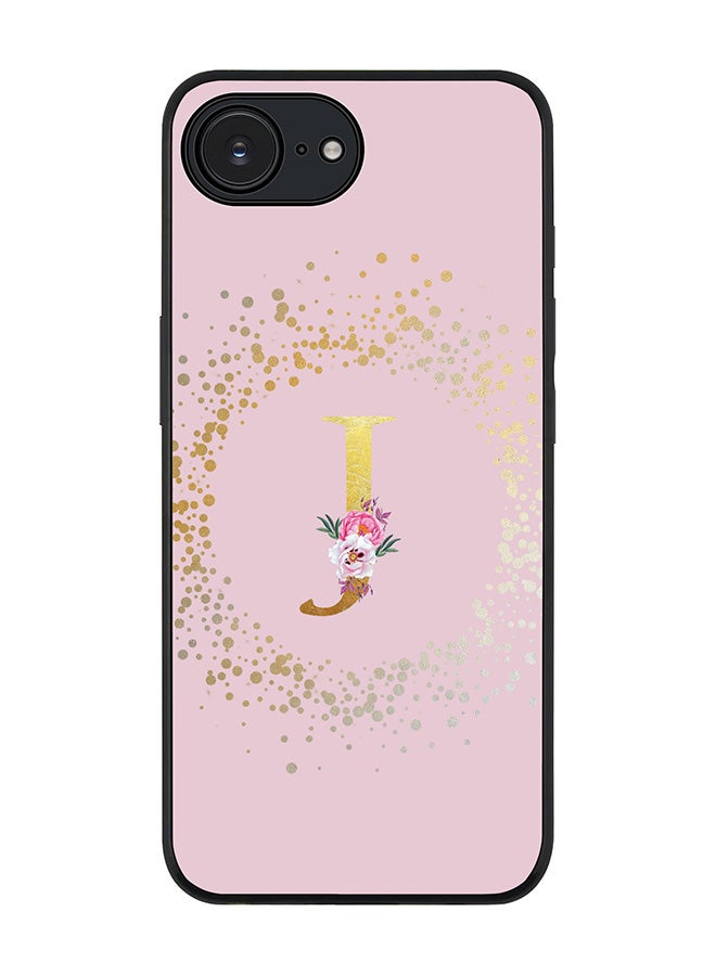 Stylizedd For Apple iPhone 16e Case,Slim fit Camera Protection, Shockproof Thin Phone cover  - Custom Monogram Floral - J  (Pink ) - Image 1