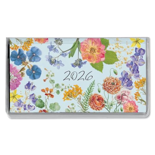 Current 2026 Pressed Flowers Planner Pocket Calendar & Memo Pad, 3.5-Inch x 6.5-Inch Size Closed, Bookstore-Quality Monthly Floral Purse Calendars With 30 Note Pages for Kitchen & Office - Image 1