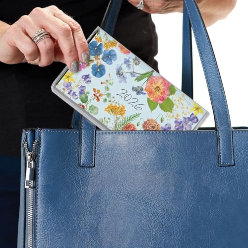 Current 2026 Pressed Flowers Planner Pocket Calendar & Memo Pad, 3.5-Inch x 6.5-Inch Size Closed, Bookstore-Quality Monthly Floral Purse Calendars With 30 Note Pages for Kitchen & Office - Image 4
