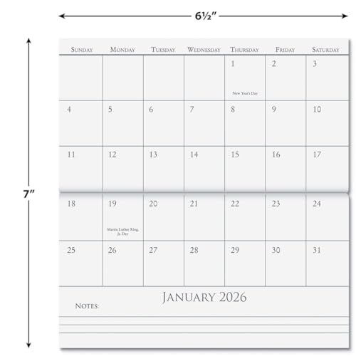 Current 2026 Pressed Flowers Planner Pocket Calendar & Memo Pad, 3.5-Inch x 6.5-Inch Size Closed, Bookstore-Quality Monthly Floral Purse Calendars With 30 Note Pages for Kitchen & Office - Image 2