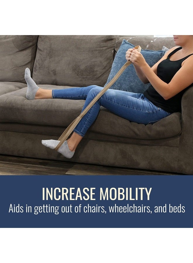 DMI Leg Lifter Strap helps Increase Mobility and Maneuverability on Injured, Elderly or Disabled with Foot Loop and Hand Grip, Adult Size, 32 inches long  - Image 2