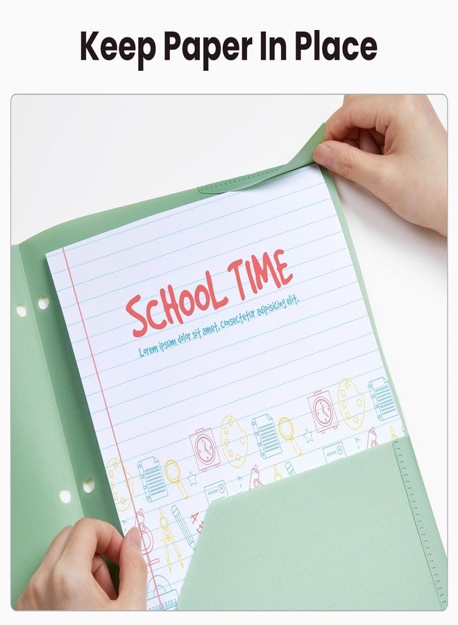 Sooez 1 Pack 3 Holes Pocket Folders with Labels, Heavy Duty Binder Folder with Pockets and Holes, Plastic Folders with Pockets for 3 Ring Binder, Letter Size File Folders Back to School Pink - Image 5