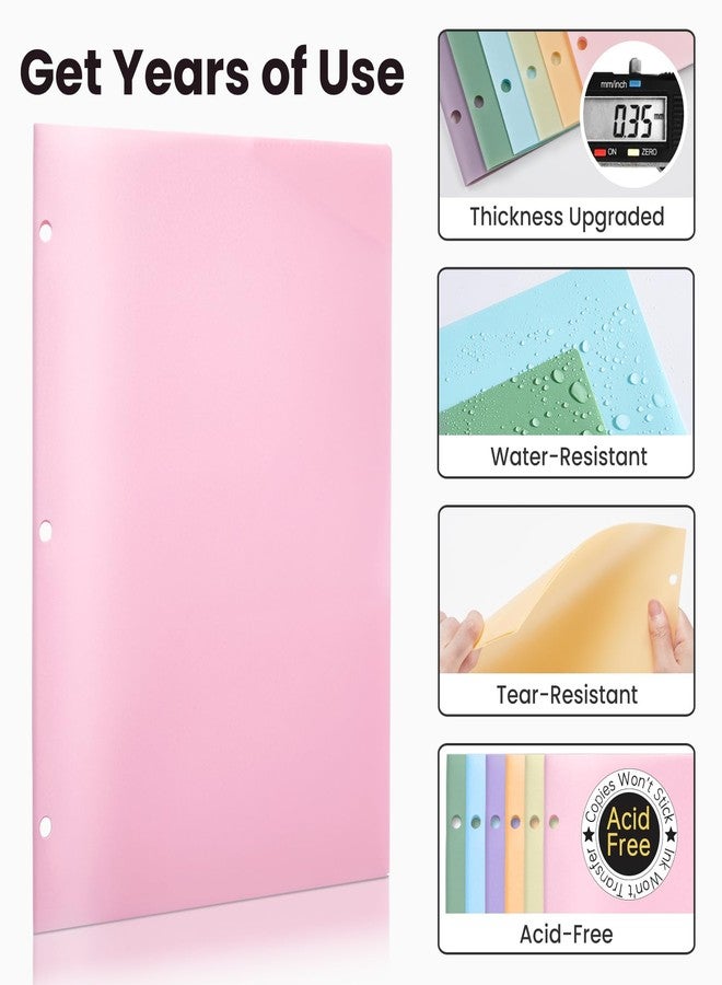 Sooez 1 Pack 3 Holes Pocket Folders with Labels, Heavy Duty Binder Folder with Pockets and Holes, Plastic Folders with Pockets for 3 Ring Binder, Letter Size File Folders Back to School Pink - Image 3