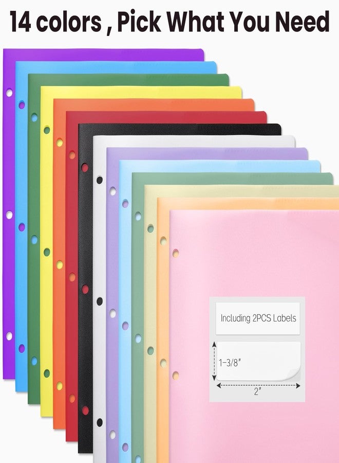 Sooez 1 Pack 3 Holes Pocket Folders with Labels, Heavy Duty Binder Folder with Pockets and Holes, Plastic Folders with Pockets for 3 Ring Binder, Letter Size File Folders Back to School Pink - Image 2