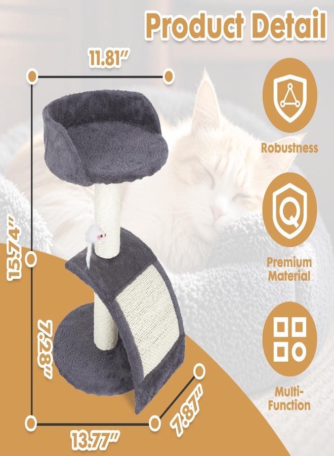 PowerKing Multifunction Cat Scratching Posts for Indoor Cats, Space-Saving Scratcher with Arched Sisal Board & Round Base, Durable Sisal Scratchers for Kittens & Small Cats (Grey) - Image 4