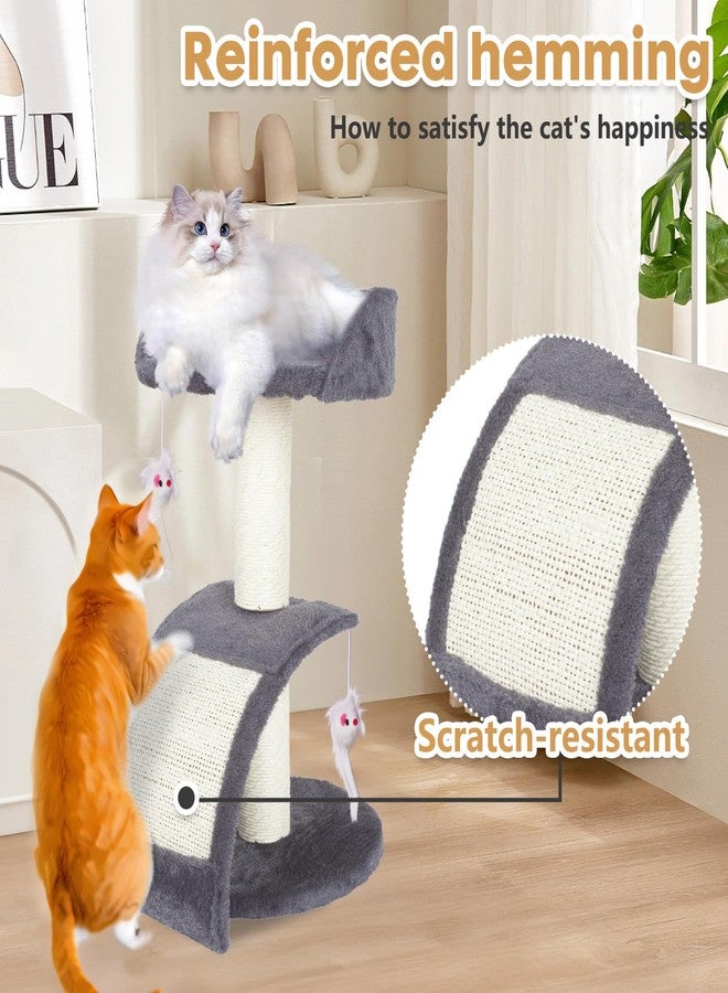 PowerKing Multifunction Cat Scratching Posts for Indoor Cats, Space-Saving Scratcher with Arched Sisal Board & Round Base, Durable Sisal Scratchers for Kittens & Small Cats (Grey) - Image 5