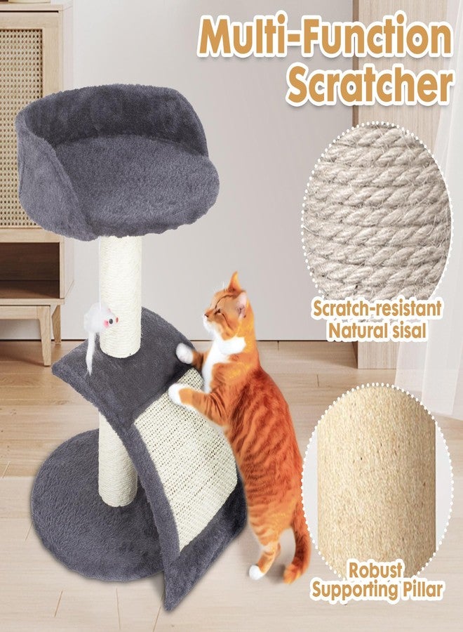 PowerKing Multifunction Cat Scratching Posts for Indoor Cats, Space-Saving Scratcher with Arched Sisal Board & Round Base, Durable Sisal Scratchers for Kittens & Small Cats (Grey) - Image 2