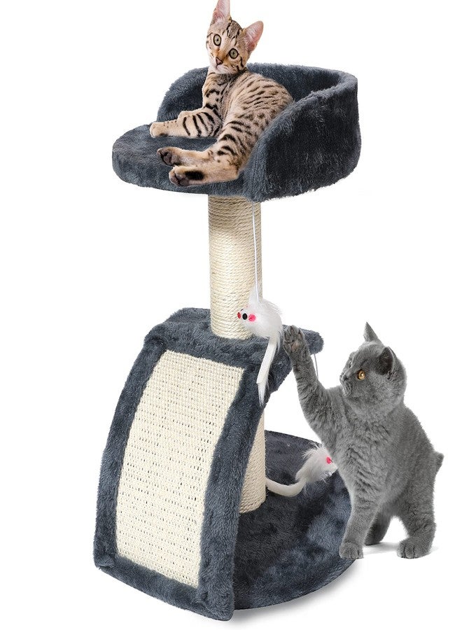 PowerKing Multifunction Cat Scratching Posts for Indoor Cats, Space-Saving Scratcher with Arched Sisal Board & Round Base, Durable Sisal Scratchers for Kittens & Small Cats (Grey) - Image 1