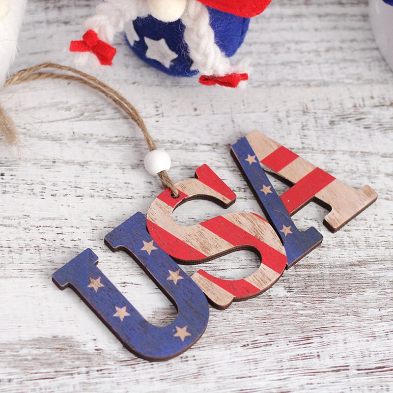 3PCS Patriotic Wood Ornaments 4th of July Wooden Hanging Pedant Set Patriotic Themed Hanging Tags Decoration for Party Home Wall Tree Hanging Decor - Image 2