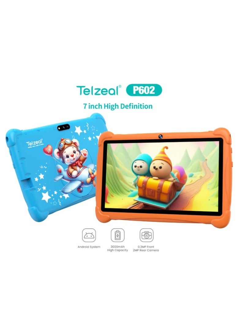 Telzeal P602, 7 Inch HD Android Tablet with 4GB RAM 128GB Storage, Dual Cameras, Wi-Fi, 3000 mAh Battery, Compact Learning Tablet for Kids and Casual Use, Lightweight Design with Free Stylus, Screen Protector & Protective Case – Green - Image 3