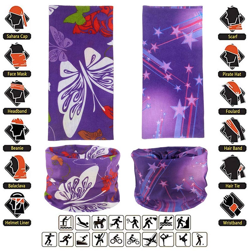 Cutewing Neck Gaiter Face Mask for Women,10PCS Tube Scarf Seamless Bandanas,Purple Ourdoor Face Mask Face Covering Magic Headband UV Headwrap Balaclavas for Sports Workout Fitness - Image 2