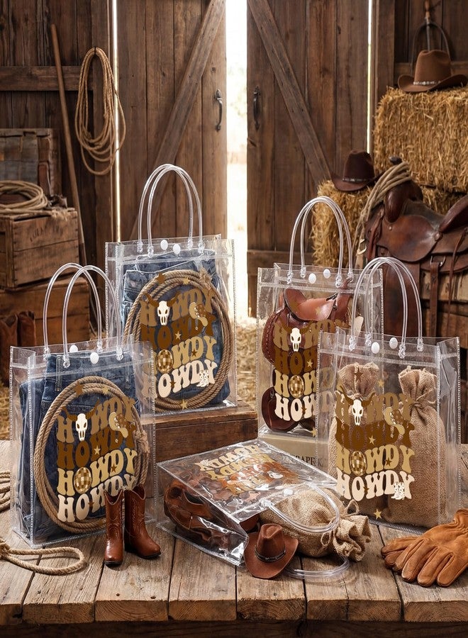 Resholder 24 Pcs Howdy Cowboy Clear Gift Bags with Handles Wild Adventure Desert Rustic PVC Snack Treat Goodie Gift Bags for Birthday Western Events Rodeo Party Supplies - Image 4