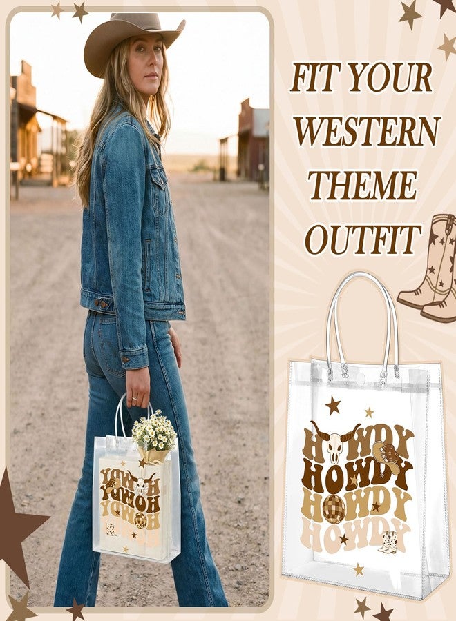 Resholder 24 Pcs Howdy Cowboy Clear Gift Bags with Handles Wild Adventure Desert Rustic PVC Snack Treat Goodie Gift Bags for Birthday Western Events Rodeo Party Supplies - Image 3