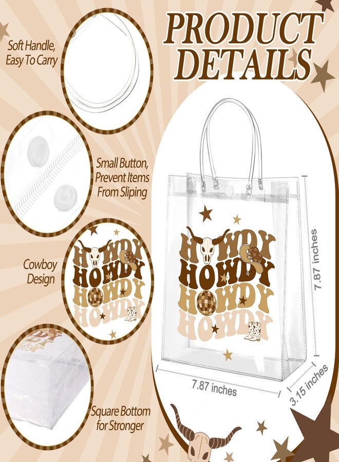Resholder 24 Pcs Howdy Cowboy Clear Gift Bags with Handles Wild Adventure Desert Rustic PVC Snack Treat Goodie Gift Bags for Birthday Western Events Rodeo Party Supplies - Image 2