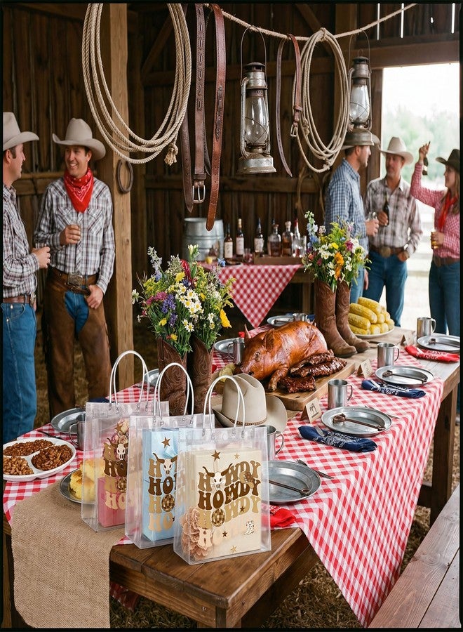 Resholder 24 Pcs Howdy Cowboy Clear Gift Bags with Handles Wild Adventure Desert Rustic PVC Snack Treat Goodie Gift Bags for Birthday Western Events Rodeo Party Supplies - Image 5