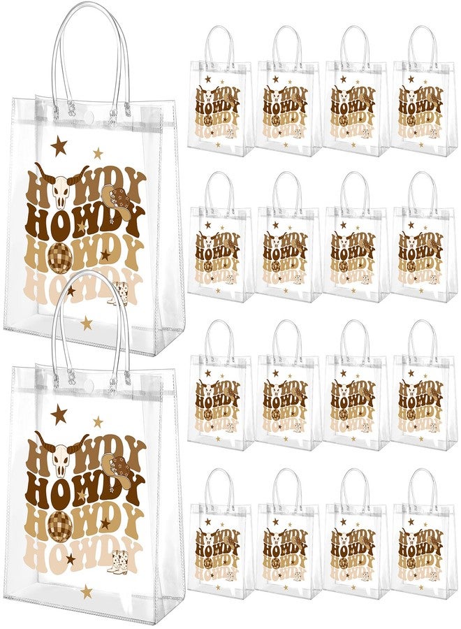 Resholder 24 Pcs Howdy Cowboy Clear Gift Bags with Handles Wild Adventure Desert Rustic PVC Snack Treat Goodie Gift Bags for Birthday Western Events Rodeo Party Supplies - Image 1