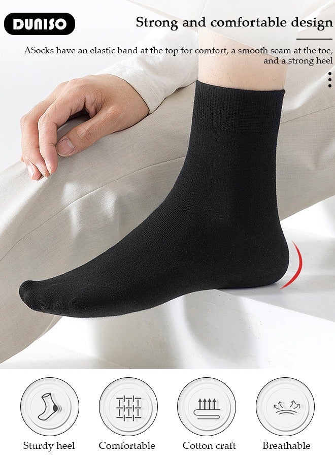 DUNISO 5 Pairs Socks for Men 100% Cotton Men's Crew Socks Super Soft Moisture Wicking Mid-Calf Dress Socks for Men Business Casual Wear  - Image 2