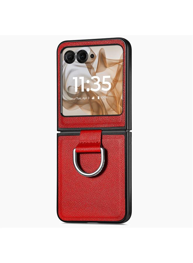 S-TOP Case For Motorola Razr 50 Ultra Litchi Texture Leather Ring Fold Phone Case - Image 1