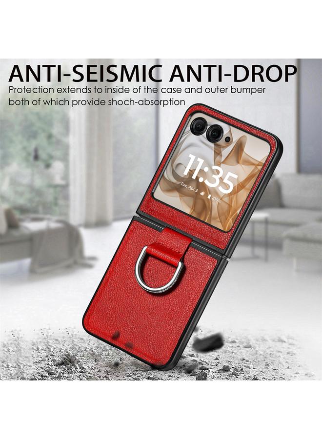 S-TOP Case For Motorola Razr 50 Ultra Litchi Texture Leather Ring Fold Phone Case - Image 5