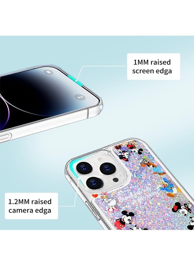متوافق مع حافظة iPhone 14 Pro Max الكرتونية، ميكي ماوس مع حزام حامل غطاء الهاتف الخلوي ذو الرمال المتحركة الناعمة من مادة TPU المقاومة للصدمات، للنساء والفتيات والأطفال - Image 2