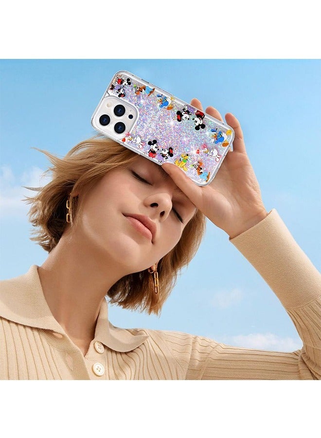 متوافق مع حافظة iPhone 14 Pro Max الكرتونية، ميكي ماوس مع حزام حامل غطاء الهاتف الخلوي ذو الرمال المتحركة الناعمة من مادة TPU المقاومة للصدمات، للنساء والفتيات والأطفال - Image 4