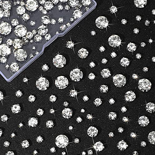 Syhood Crystal Sew on Rhinestone Glass Claw Rhinestone 3 to 10 mm Flat Back Glass Clear Gems Stones for Craft, Jewelry, Clothes, Costume, Shoes, Dress, Garments, Mixed Size - Image 1