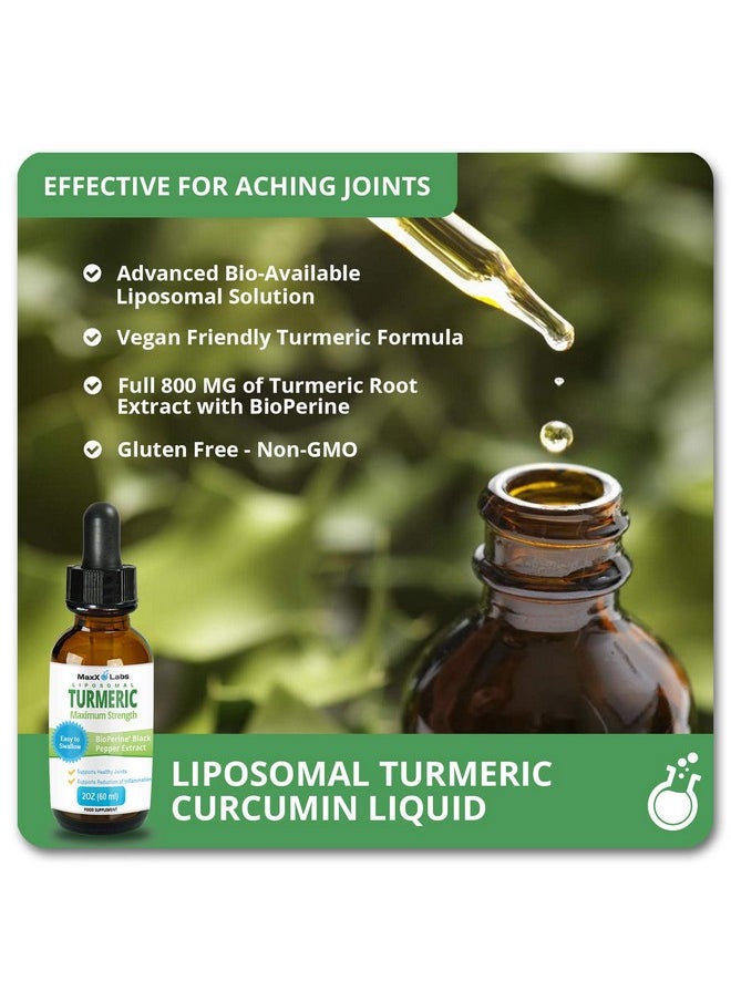 MaxX Labs - Liquid Turmeric Curcumin Supplements Highest Potency 800Mg Turmeric Curcumin With Black Pepper Extract Antioxidant Tumeric Supplements W/Bioperine Nongmo 2Oz - Image 1