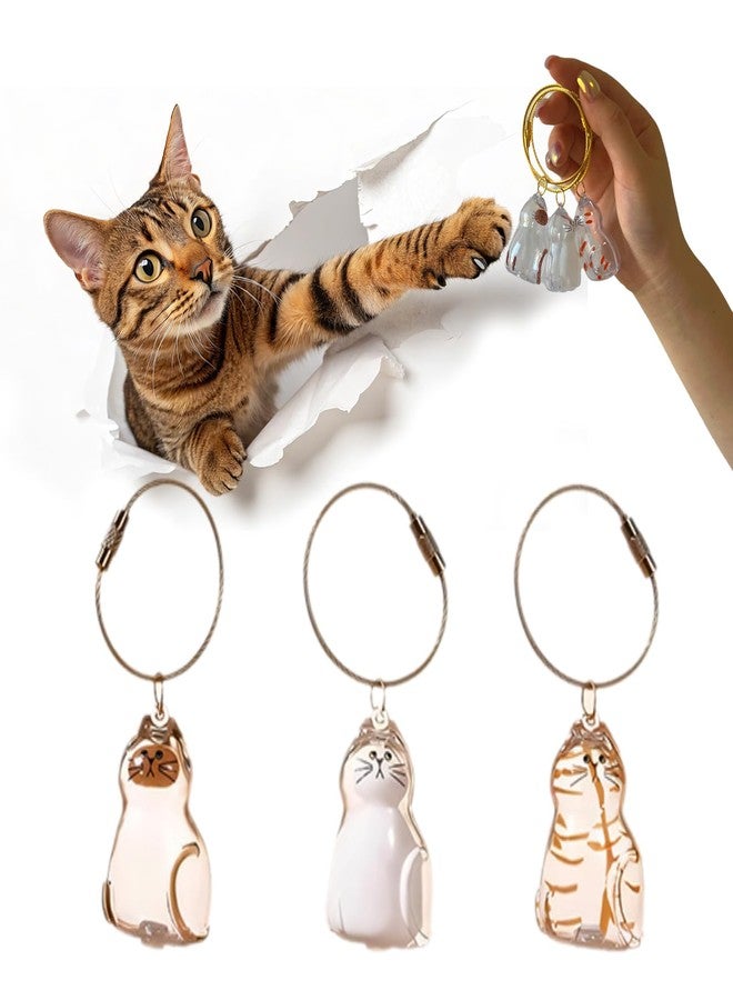Zerikwon 3 Pcs Cat Hair Keychain, 2025 New Cats Fur Keepsake Keychain, Cute Pets Memorial Gifts, Cats Fur Keepsake Capsule Pendant, Unique Memorial Gift for Cat Lovers (Sitting cat) - Image 1