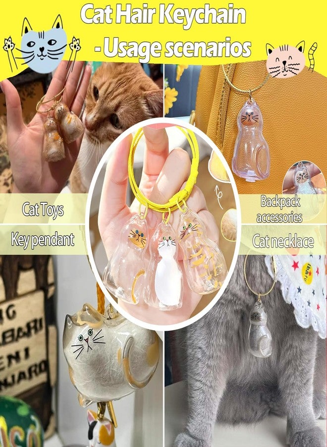 Zerikwon 3 Pcs Cat Hair Keychain, 2025 New Cats Fur Keepsake Keychain, Cute Pets Memorial Gifts, Cats Fur Keepsake Capsule Pendant, Unique Memorial Gift for Cat Lovers (Sitting cat) - Image 4