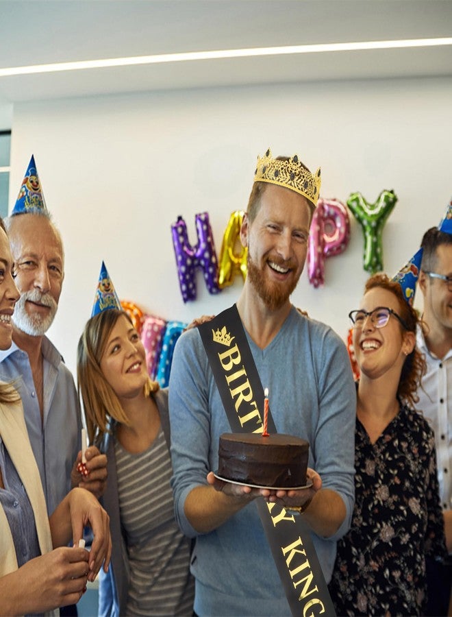 Semato Birthday King Crown and Sash Kit for Him - Gold Birthday Party Favors - Image 4