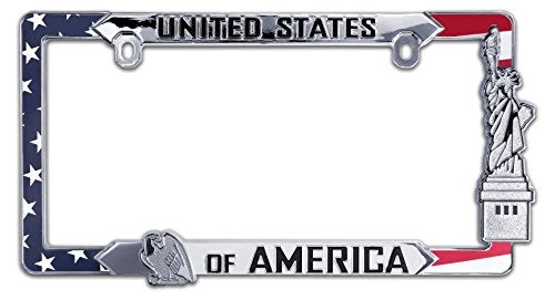 Elektroplate Patriotic United States of America ChromePlated AllMetal Premium Custom Molded 3D License Plate Frame Tag Holder for CarsSUVsTrucks WeatherProof Automotive Accessory