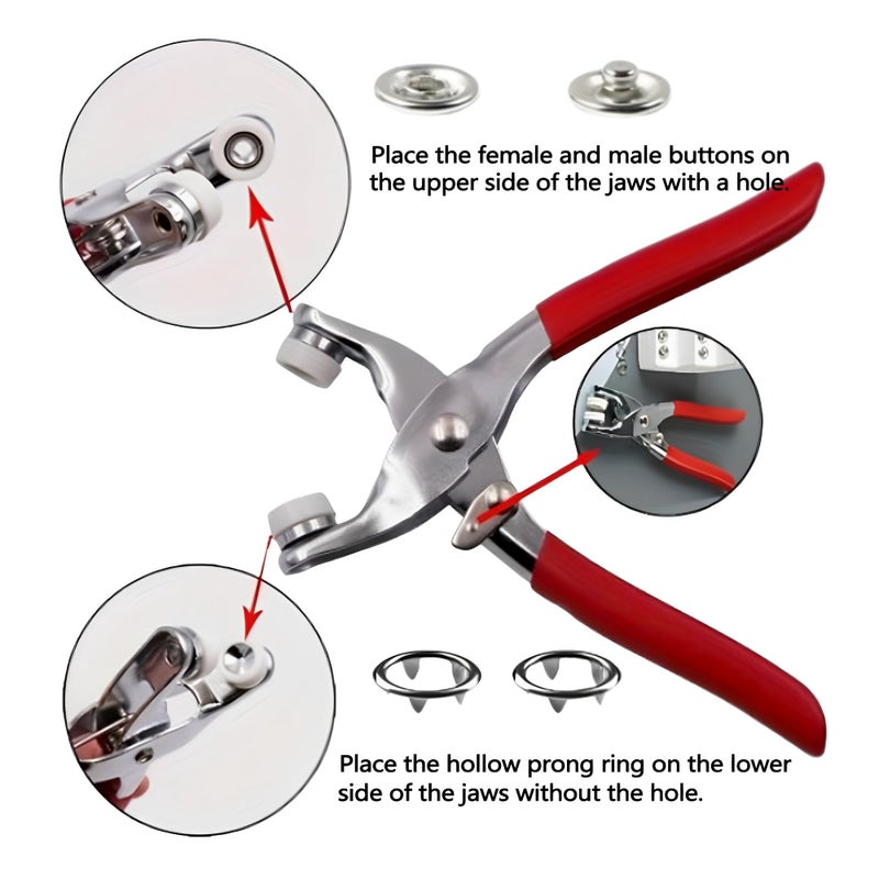 Generic 800PCS Metal Snap Fasteners Kit with Pliers Tool, includes 200 Sets of 3/8"" Snaps, Stainless Steel Button Installation Tools for Leather, Belts, Shoes, and Crafts - Image 4