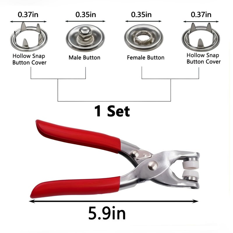 Generic 800PCS Metal Snap Fasteners Kit with Pliers Tool, includes 200 Sets of 3/8"" Snaps, Stainless Steel Button Installation Tools for Leather, Belts, Shoes, and Crafts - Image 3