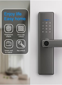 ALINK Smart Door Lock Smart Lock，Fingerprint lock ,Electronic Door Lock，Digital Smart Lock,Tuya App Unlocking Keyless Lock,Color Grey,4585 Mortise  - Image 2