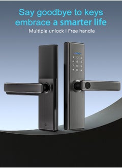 ALINK Smart Door Lock Smart Lock，Fingerprint lock ,Electronic Door Lock，Digital Smart Lock,Tuya App Unlocking Keyless Lock,Color Grey,4585 Mortise  - Image 3