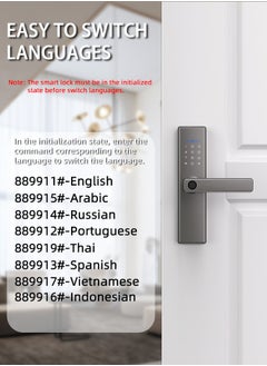ALINK Smart Door Lock Smart Lock，Fingerprint lock ,Electronic Door Lock，Digital Smart Lock,Tuya App Unlocking Keyless Lock,Color Grey,4585 Mortise  - Image 4