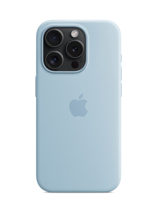 ابل  غطاء سيليكون لهاتف iPhone 15 Pro Max مع MagSafe باللون الأزرق الفاتح - Image 1