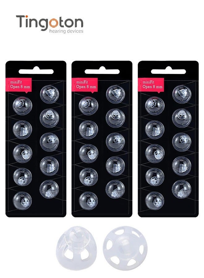 general Tingoton Hearing Aid Domes for Oticon MiniFit Open Vent Bass Domes: 3 Packs (8mm),Universal Domes for Oticon Hearing Aid Supplies - Image 1