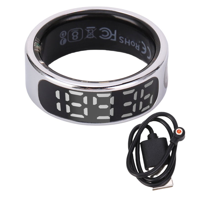 Smart Ring: Size 12, 21.4mm Diameter, 67.2mm Circumference, 20mAh - IP68 Waterproof, HD Touch Display, App Sync Smart Ring for Fitness Tracking, Daily Use, Android 9.0+ & iOS 10.0+ Users - Image 1