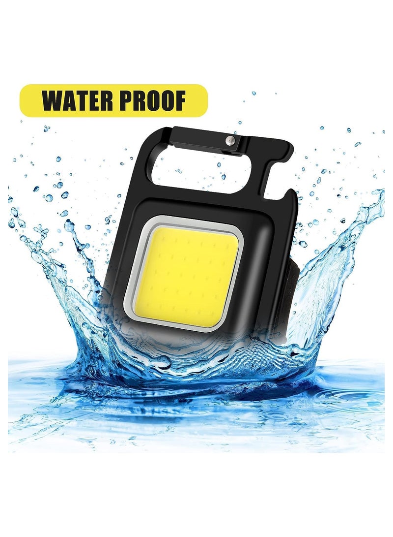 6 Pack COB Small Flashlights Bright Rechargeable Keychain Mini Flashlight 500 Lumens Pocket Flashlight with Folding Bracket Bottle Opener and Magnet Base 4 Light Modes  - Image 5