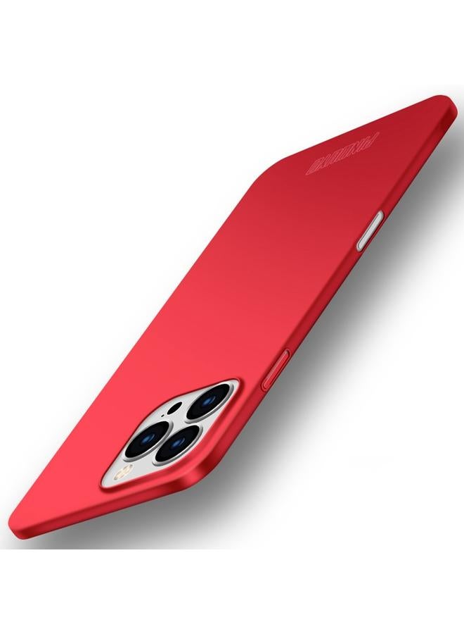 جراب PINWUYO Micro-Frosted PC فائق النحافة لهاتف iPhone 16 Pro Max مع حلقة مغناطيسية Magsafe (أحمر)