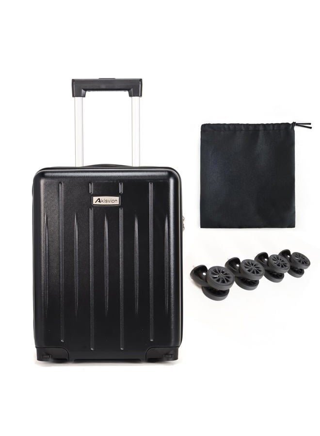Aklsvion 18-inch Carry-on Boarding Luggage: Equipped with Movable Wheels, TSA Approved,Under the Seat, Hard Shell Construction, Lightweight Bag with Essential Accessories, Jet Black, 18 inch, Hardside - Image 1