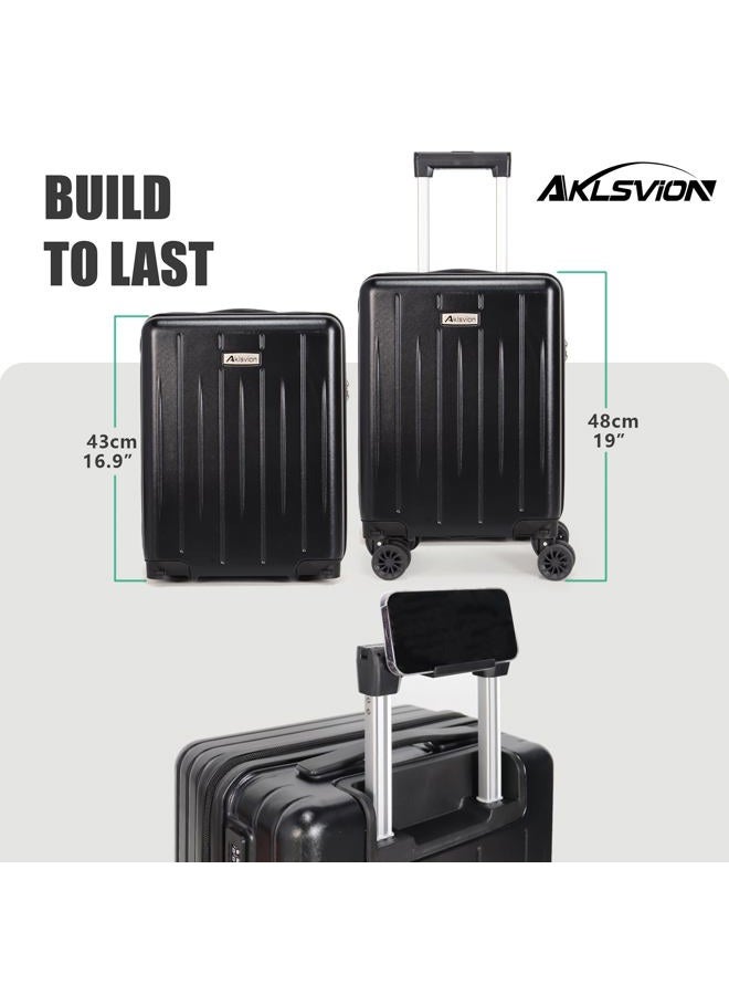 Aklsvion 18-inch Carry-on Boarding Luggage: Equipped with Movable Wheels, TSA Approved,Under the Seat, Hard Shell Construction, Lightweight Bag with Essential Accessories, Jet Black, 18 inch, Hardside - Image 3