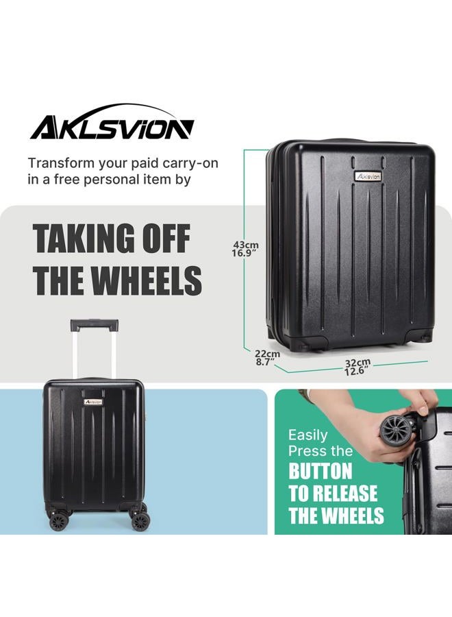 Aklsvion 18-inch Carry-on Boarding Luggage: Equipped with Movable Wheels, TSA Approved,Under the Seat, Hard Shell Construction, Lightweight Bag with Essential Accessories, Jet Black, 18 inch, Hardside - Image 4