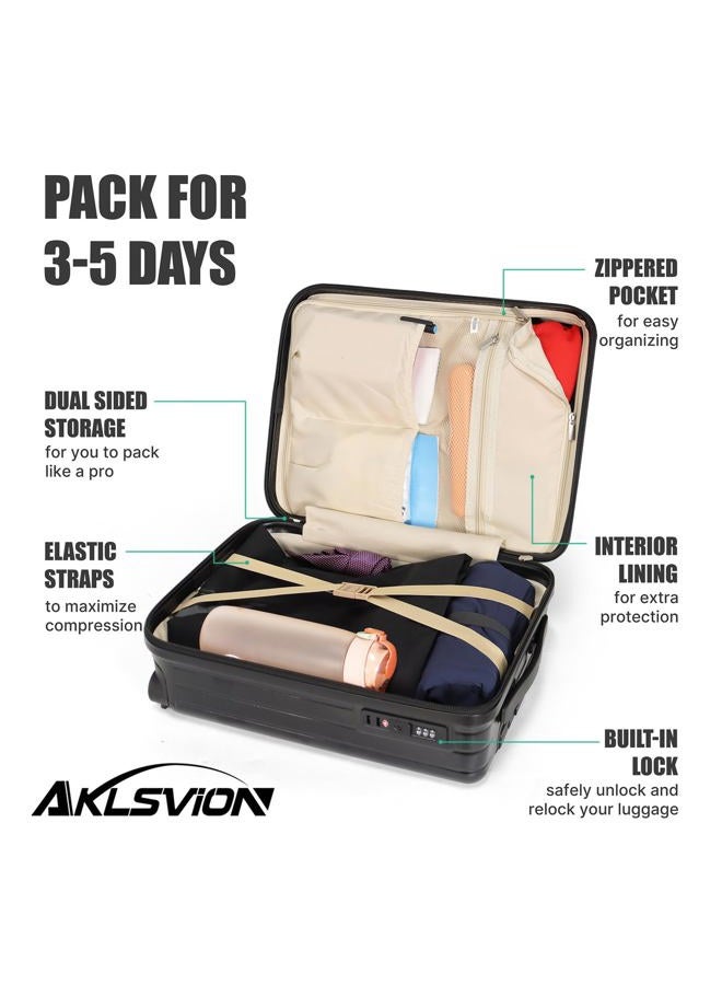 Aklsvion 18-inch Carry-on Boarding Luggage: Equipped with Movable Wheels, TSA Approved,Under the Seat, Hard Shell Construction, Lightweight Bag with Essential Accessories, Jet Black, 18 inch, Hardside - Image 5