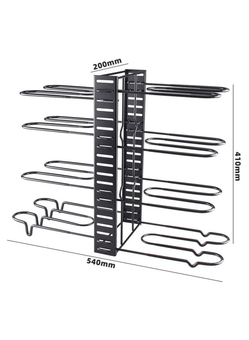 BLOOMING TIME 8 Tiers Pot Lid Holders & Pan Rack Cookware Organizer Adjustable Height with 3 DIY Methods for Kitchen Counter and Cabinet - Image 2
