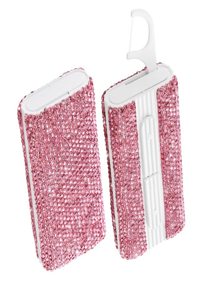 Soleebee 1 Pack Portable Dental Floss Case Bling Crystal Floss Picks Dispenser Travel Flossers Organizer Case Refillable Dental Floss Holder with 10 Floss Picks for Teeth Cleaning (Pink - Image 1