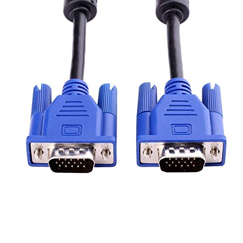 AISIBO HD15 15Pin Gold Plated DB15 VGA Male to Male Monitor Cable to TV Computer Monitor DVD Wire Cord (5 Ft Blue Connector) - Image 1